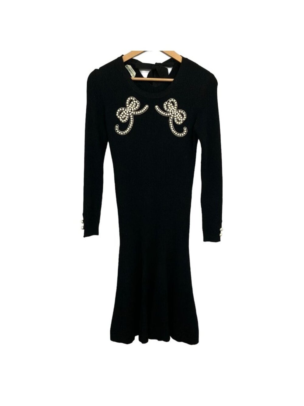 Fendi Dress M Black White Long Sleeve Pearl